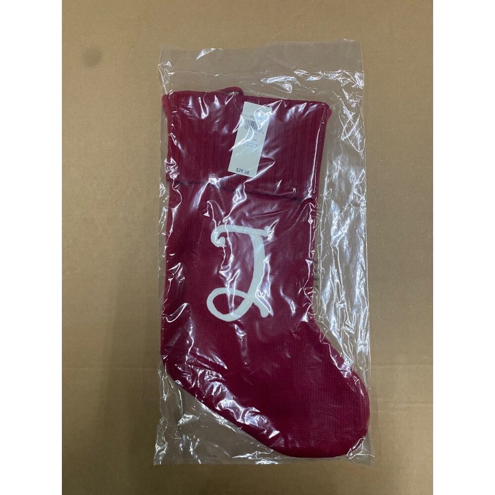 Holiday Lane Red and White Stockings J Initial Stocking New WIth Tag